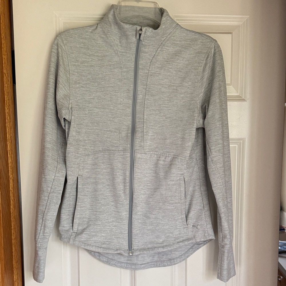 Puma Light Gray Zip-Up Jacket with 'Enjoy Golf' Trim